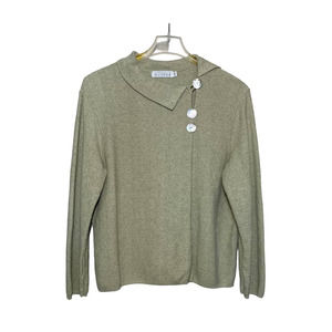 Willow Sweater Womens Medium Green Knit Long Sleeve Pullover Asymmetrical Collar